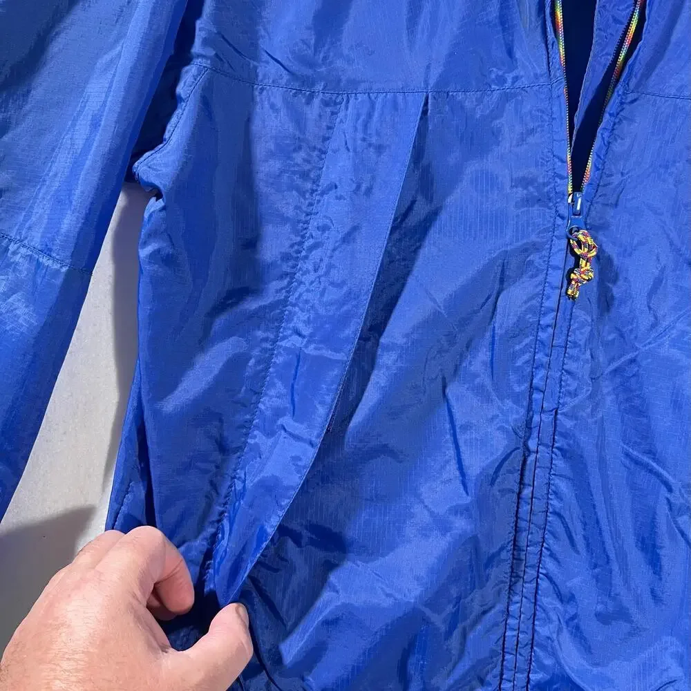 Head Nylon Wind Shell Mens Hooded Full Zip Adjustable Cuffs Waist Rainbow Zipper
